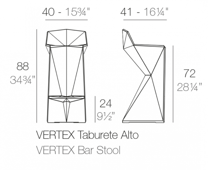 Scaun inalt bar iluminare LED Vertex 40x41x87 cm polipropilena, design modern, 51030 - Vondom [9]