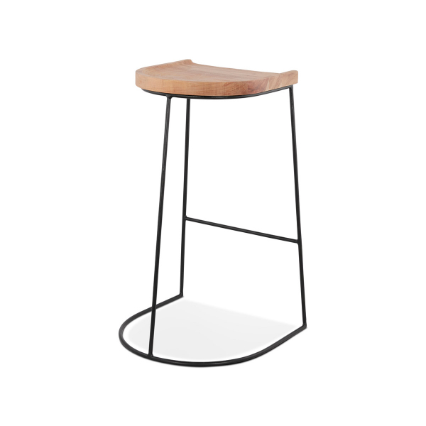 Scaun inalt bar Mert design industrial, sezut lemn acacia, picioare negre otel, BS03410NABL - Kokoon [4]