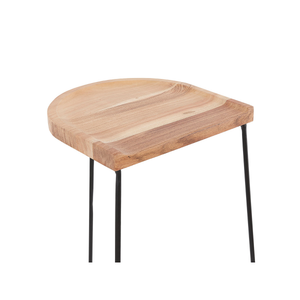Scaun inalt bar Mert design industrial, sezut lemn acacia, picioare negre otel, BS03410NABL - Kokoon [5]