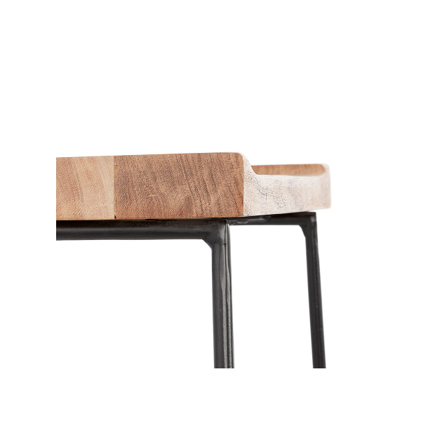 Scaun inalt bar Mert design industrial, sezut lemn acacia, picioare negre otel, BS03410NABL - Kokoon [7]