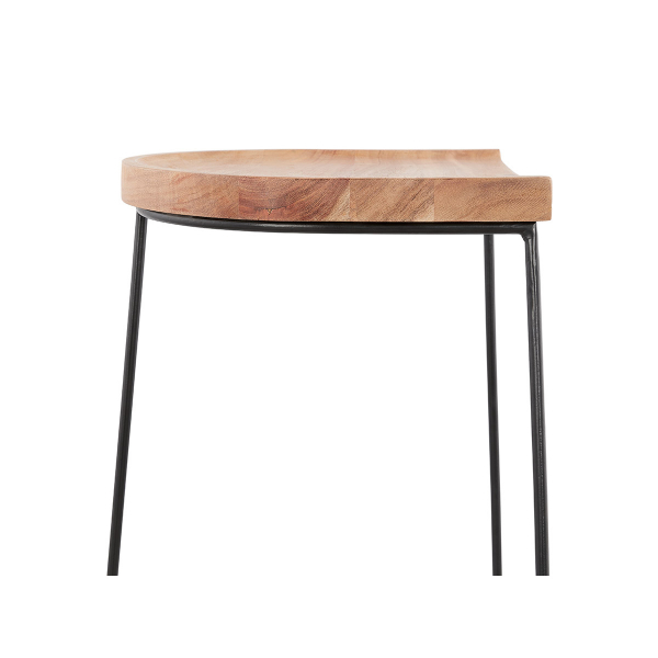 Scaun inalt bar Mert design industrial, sezut lemn acacia, picioare negre otel, BS03410NABL - Kokoon [8]
