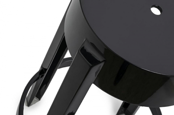 Scaun inalt bar rotund negru lucios fara spatar Arbana, design modern, policarbonat, 118-APC1.BLACK - King [3]