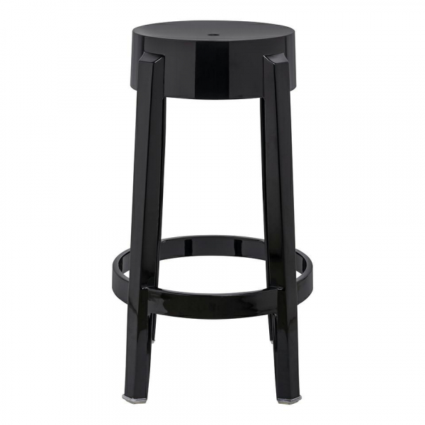 Scaun inalt bar rotund negru lucios fara spatar Arbana, design modern, policarbonat, 118-APC1.BLACK - King [2]