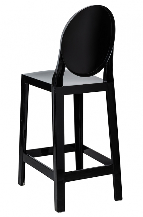 Scaun inalt bar-65 cm stil victorian Victoria II, policarbonat transparent/negru/gri, KH010100226 - King [10]