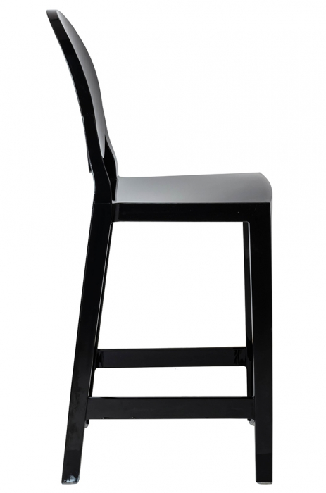 Scaun inalt bar-65 cm stil victorian Victoria II, policarbonat transparent/negru/gri, KH010100226 - King [11]