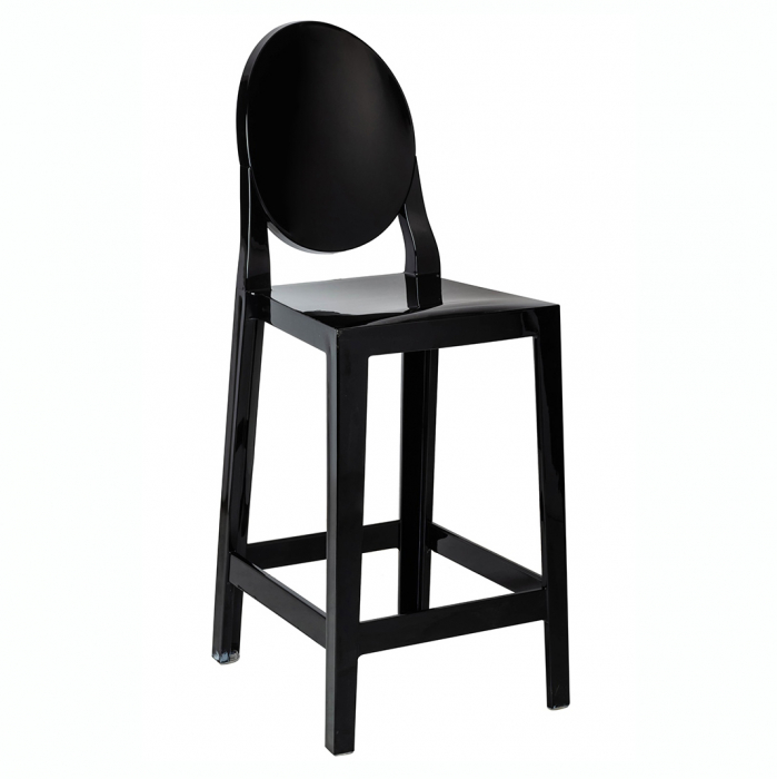 Scaun inalt bar-65 cm stil victorian Victoria II, policarbonat transparent/negru/gri, KH010100226 - King [13]