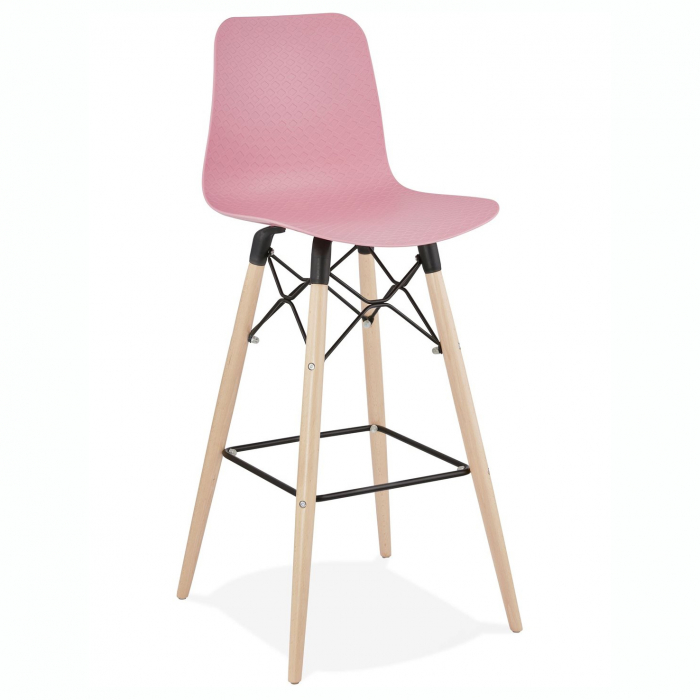 Scaun inalt bar Terri din polipropilena cu picioare lemn, design scandinav, BS02510GR - Kokoon [15]