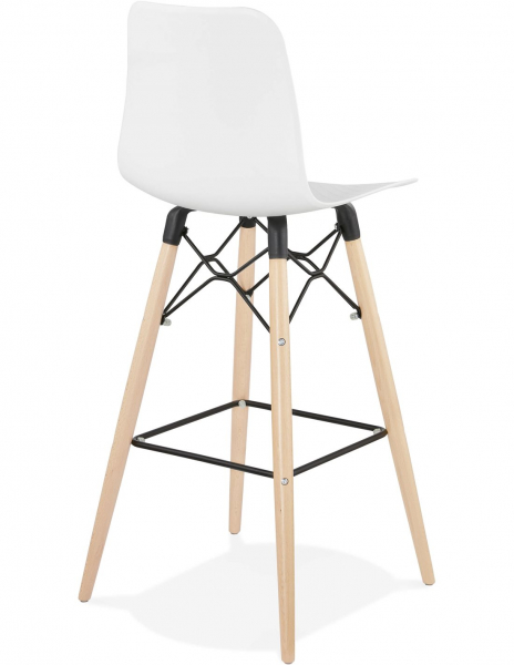 Scaun inalt bar Terri din polipropilena cu picioare lemn, design scandinav, BS02480WH - Kokoon [2]