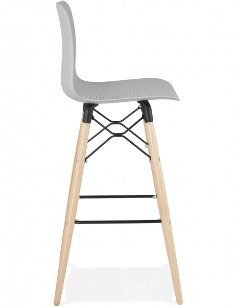 Scaun inalt bar Terri din polipropilena cu picioare lemn, design scandinav, BS02510GR - Kokoon [3]
