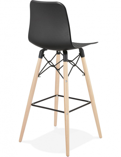 Scaun inalt bar Terri din polipropilena cu picioare lemn, design scandinav, BS02500BL - Kokoon [3]
