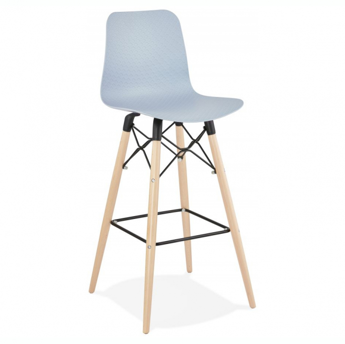 Scaun inalt bar Terri din polipropilena cu picioare lemn, design scandinav, BS02510GR - Kokoon [12]