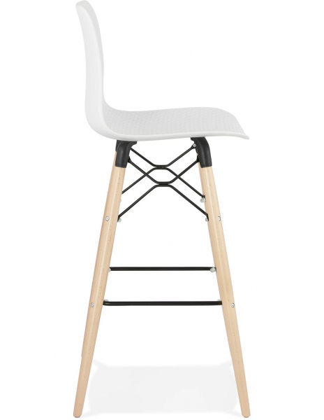 Scaun inalt bar Terri din polipropilena cu picioare lemn, design scandinav, BS02480WH - Kokoon [5]