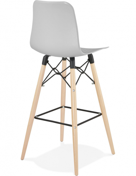 Scaun inalt bar Terri din polipropilena cu picioare lemn, design scandinav, BS02510GR - Kokoon [4]