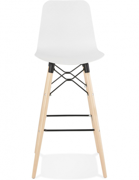 Scaun inalt bar Terri din polipropilena cu picioare lemn, design scandinav, BS02480WH - Kokoon [3]