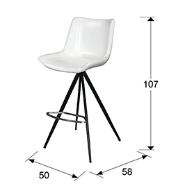 Scaun inalt de bar alb lux Edda, piele ecologica, baza metal cu suport pentru picioare, 718257 - Schuller [4]