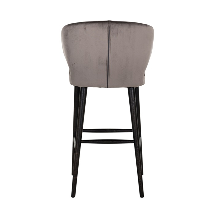 Scaun inalt de bar catifea bej/gri lux Luis, picioare lemn negru, S4496 KHAKI VELVET - Richmond Interiors [8]