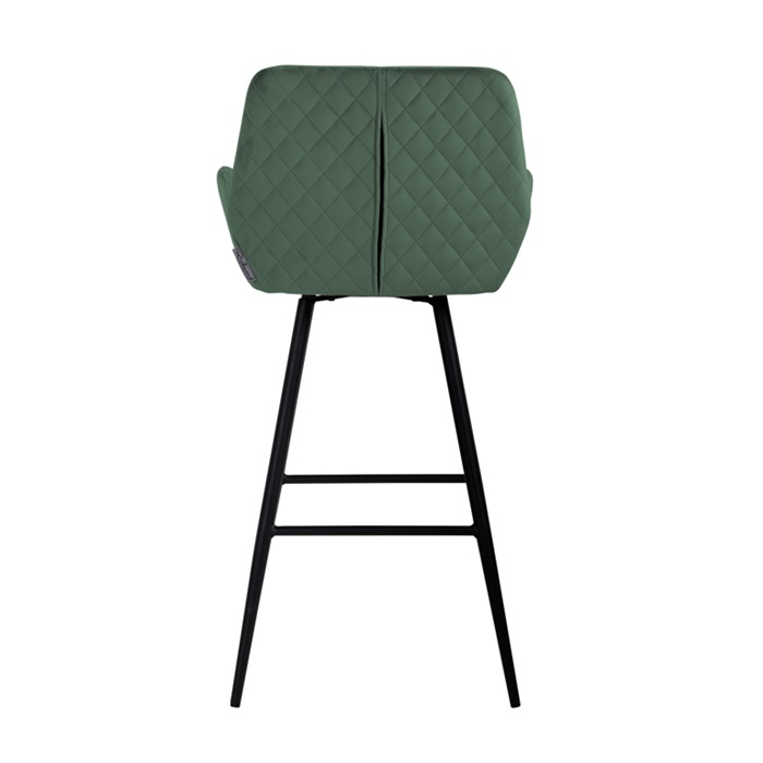 Scaun inalt de bar catifea premium Gal verde/bej/gri, picioare metal negru, cu brate, S4462 KHAKI VELVET - Richmond Interiors [11]