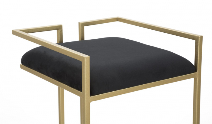 Scaun inalt de bar glam negru/auriu Jamir 42X42X81 cm metal/poliester [7]