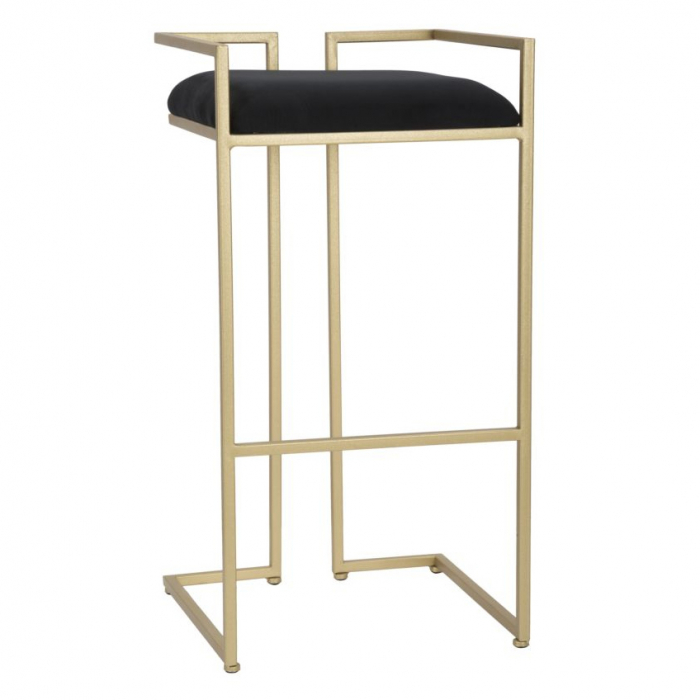 Scaun inalt de bar glam negru/auriu Jamir 42X42X81 cm metal/poliester [1]