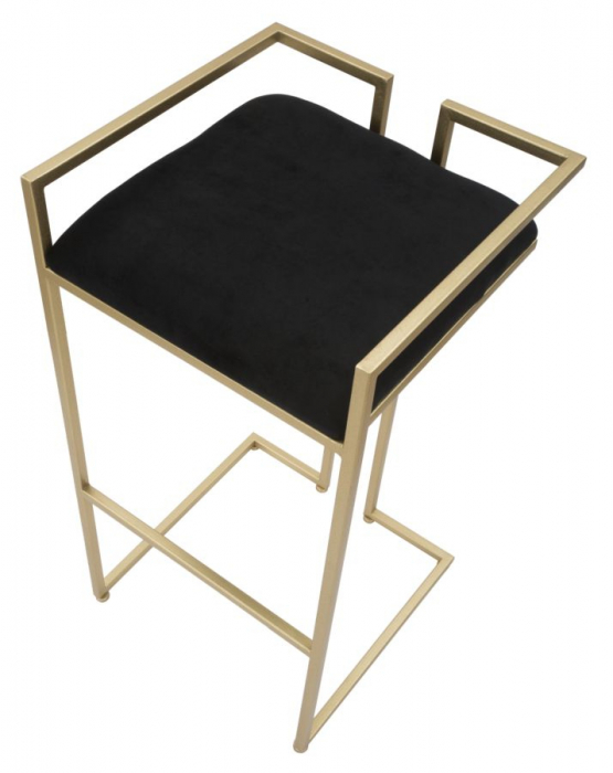 Scaun inalt de bar glam negru/auriu Jamir 42X42X81 cm metal/poliester [8]