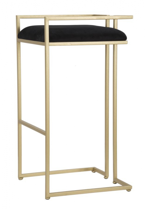 Scaun inalt de bar glam negru/auriu Jamir 42X42X81 cm metal/poliester [2]