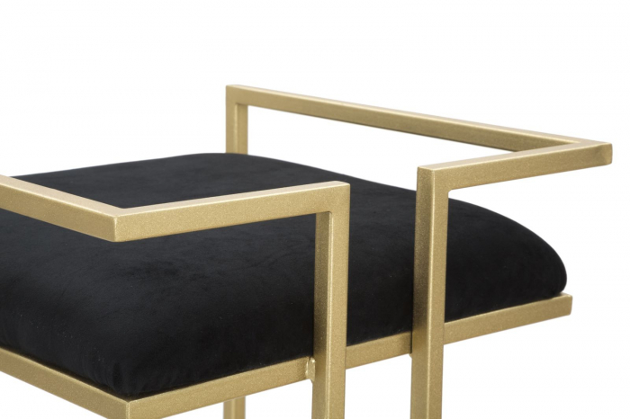 Scaun inalt de bar glam negru/auriu Jamir 42X42X81 cm metal/poliester [4]