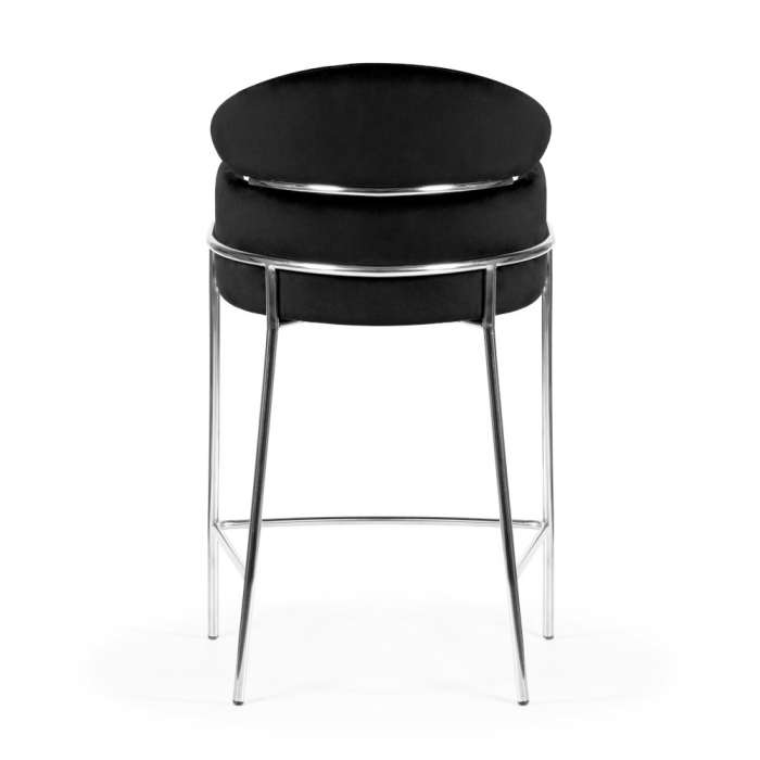 Scaun inalt de bar negru catifea Senka picioare metal argintiu, BREDH6XXBCKSERI - Atreve [3]