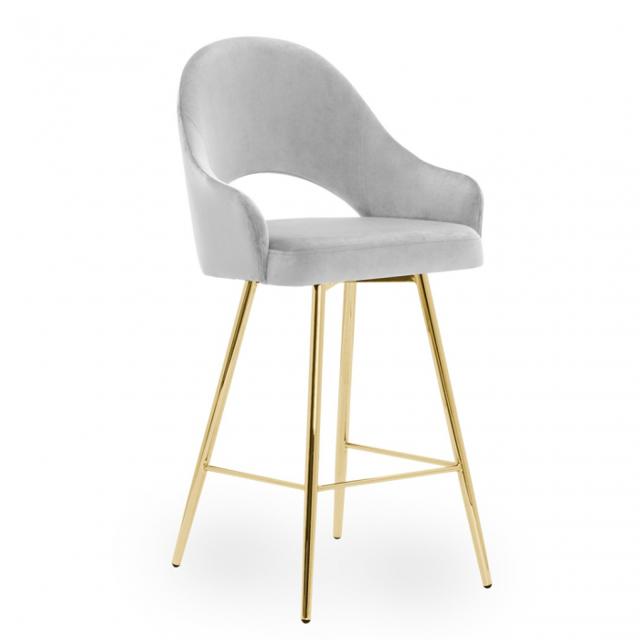 Scaun inalt de bar personalizabil Jessie, cu cotiere, picioare metal, 70 cm, GODAH7STGR1XXXP - Atreve [2]