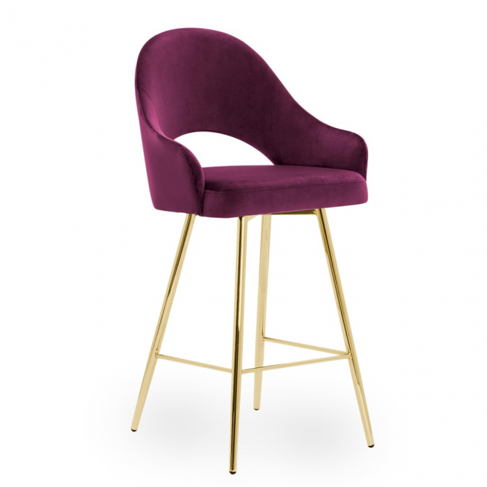 Scaun inalt de bar personalizabil Jessie, cu cotiere, picioare metal, 70 cm, GODAH7STGR1XXXP - Atreve [14]