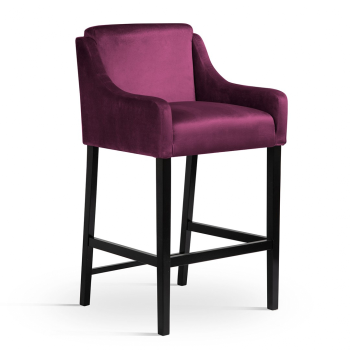 Scaun inalt de bar personalizabil Jolin, cu cotiere, picioare lemn, 70 cm, MILOH7STGR1XXXP - Atreve [4]
