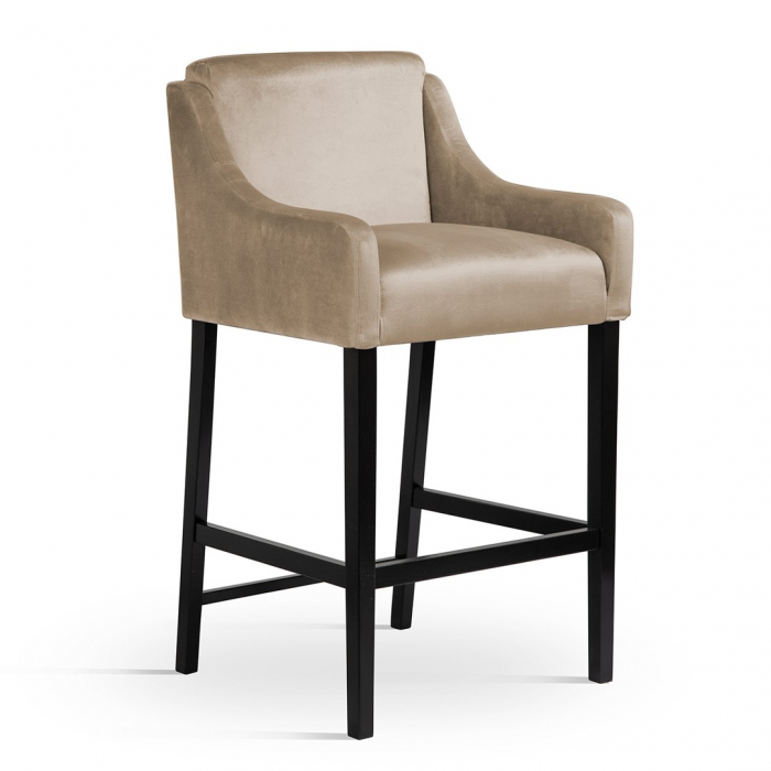 Scaun inalt de bar personalizabil Jolin, cu cotiere, picioare lemn, 70 cm, MILOH7STGR1XXXP - Atreve [2]