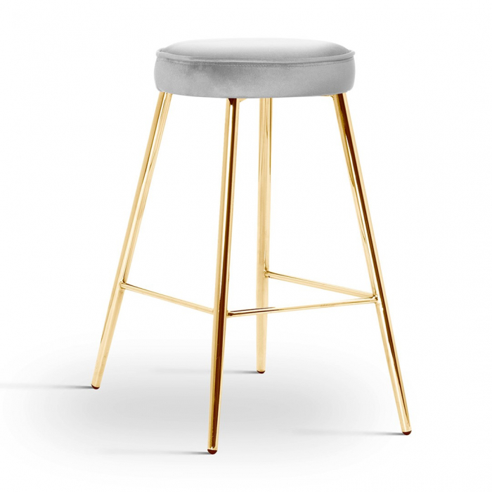 Scaun inalt de bar personalizabil Poppy, picioare metal 60 cm, CIRCH6STGR1XXXP - Atreve [3]