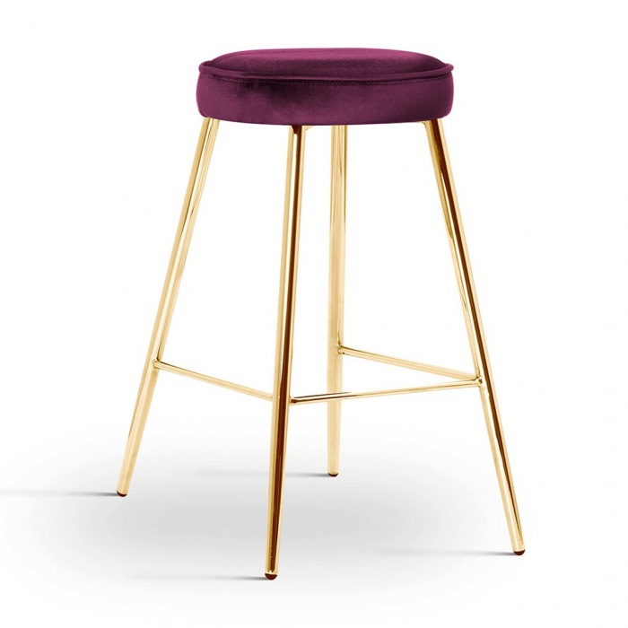 Scaun inalt de bar personalizabil Poppy, picioare metal 60 cm, CIRCH6STGR1XXXP - Atreve [11]