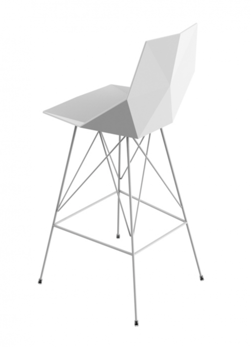 Scaun inalt de bar terasa Faz 50x51x111 cm fara brate, model modern geometric, baza metal, 54162 WHITE - Vondom [4]