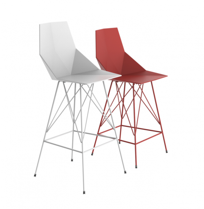 Scaun inalt de bar terasa Faz 50x51x111 cm fara brate, model modern geometric, baza metal, 54162 WHITE - Vondom [5]
