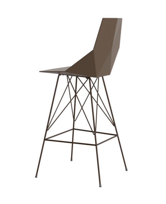 Scaun inalt de bar terasa Faz 50x51x111 cm fara brate, model modern geometric, baza metal, 54162 WHITE - Vondom [3]