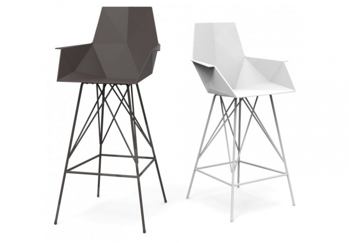 Scaun inalt de bar terasa Faz 57x51x102 cm cu brate, model modern geometric, baza metal, 54165 - Vondom [3]