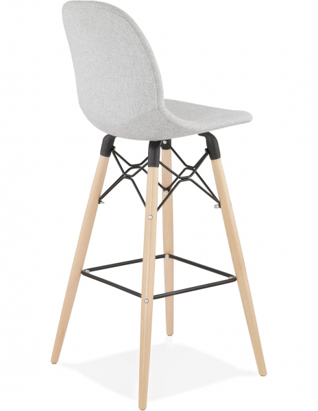 Scaun inalt de design bar Neno II gri deschis tapiterie material / picioare lemn, BS02680LG - Kokoon [4]