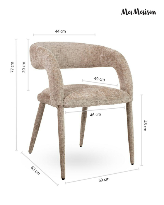 Scaun Iris 59x63x77 cm, Bej - MaMaison [11]