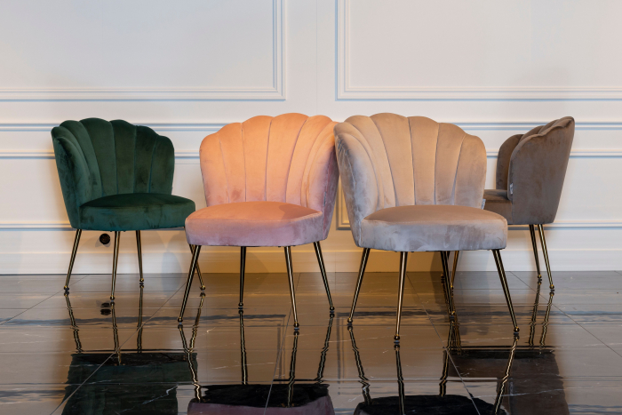 Scaun living catifea lux Toni diverse culori, baza otel inoxidabil auriu, S4445 KHAKI VELVET - Richmond Interiors [7]
