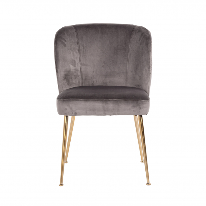 Scaun living lux catifea Brani bej/gri, picioare otel inoxidabil auriu, S4506 KHAKI VELVET - Richmond Interiors [9]