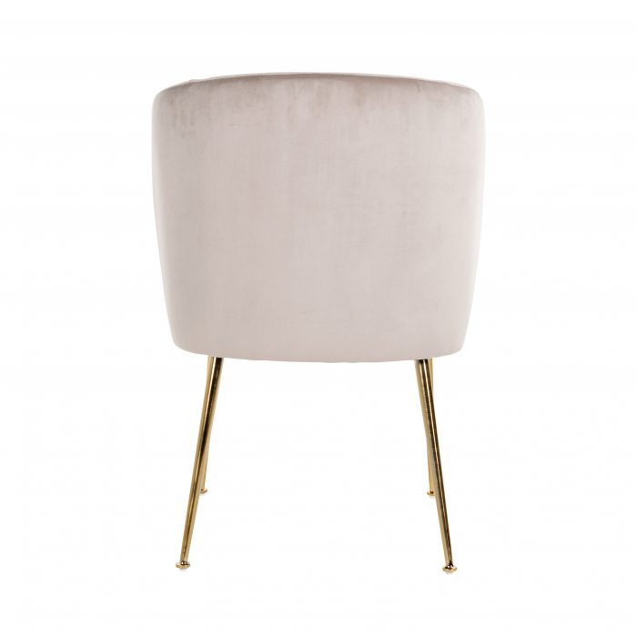 Scaun living lux catifea Brani bej/gri, picioare otel inoxidabil auriu, S4506 KHAKI VELVET - Richmond Interiors [4]