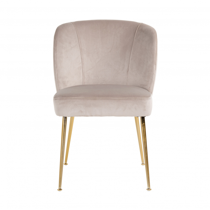 Scaun living lux catifea Brani bej/gri, picioare otel inoxidabil auriu, S4506 KHAKI VELVET - Richmond Interiors [2]
