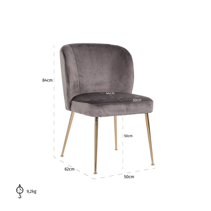 Scaun living lux catifea Brani bej/gri, picioare otel inoxidabil auriu, S4506 KHAKI VELVET - Richmond Interiors [12]