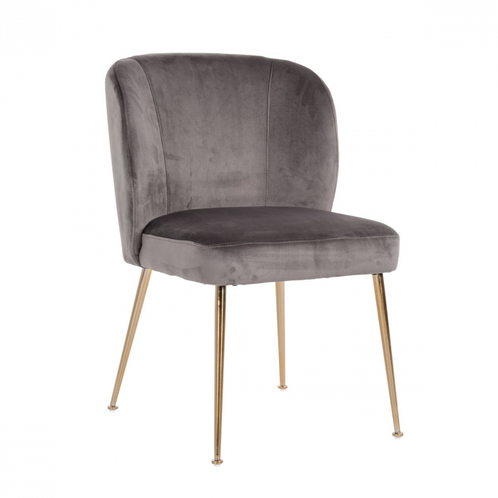 Scaun living lux catifea Brani bej/gri, picioare otel inoxidabil auriu, S4506 KHAKI VELVET - Richmond Interiors [8]