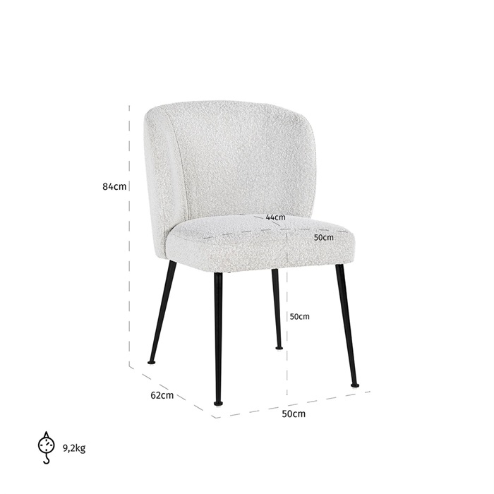 Scaun Fallon White Boucl√© / negru (Copenhaga 900 Boucl√© Alb), S4507 WHITE BOUCLé - Richmond Interiors [5]