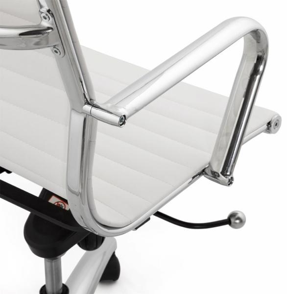 Scaun managerial alb Michelin modern, tapitat piele ecologica / picioare otel crom cu rotile, OC00170WH - Kokoon [10]