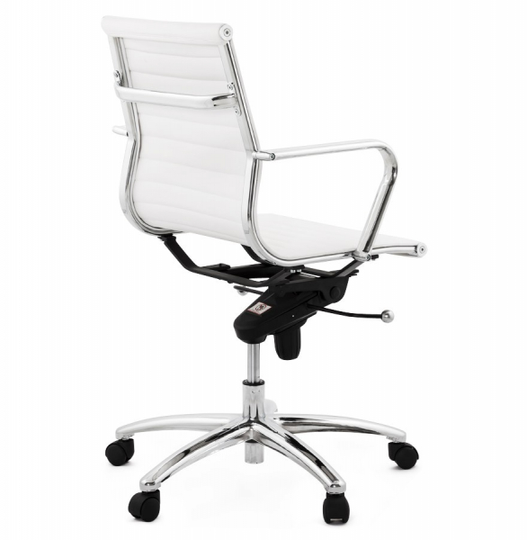 Scaun managerial alb Michelin modern, tapitat piele ecologica / picioare otel crom cu rotile, OC00170WH - Kokoon [4]