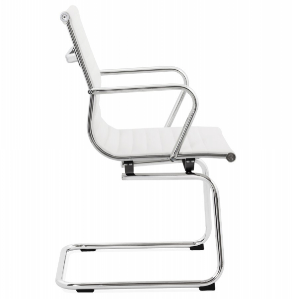 Scaun conferinta alb Yotta design modern, tapitat piele ecologica, baza sanie otel crom, OC00190WH - Kokoon [3]