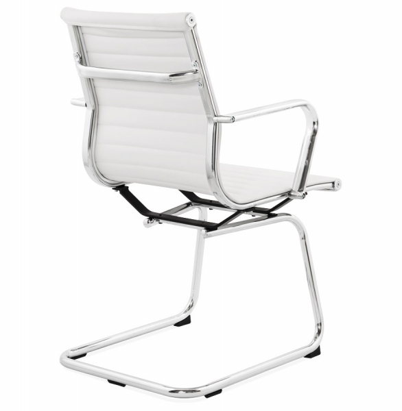 Scaun conferinta alb Yotta design modern, tapitat piele ecologica, baza sanie otel crom, OC00190WH - Kokoon [4]
